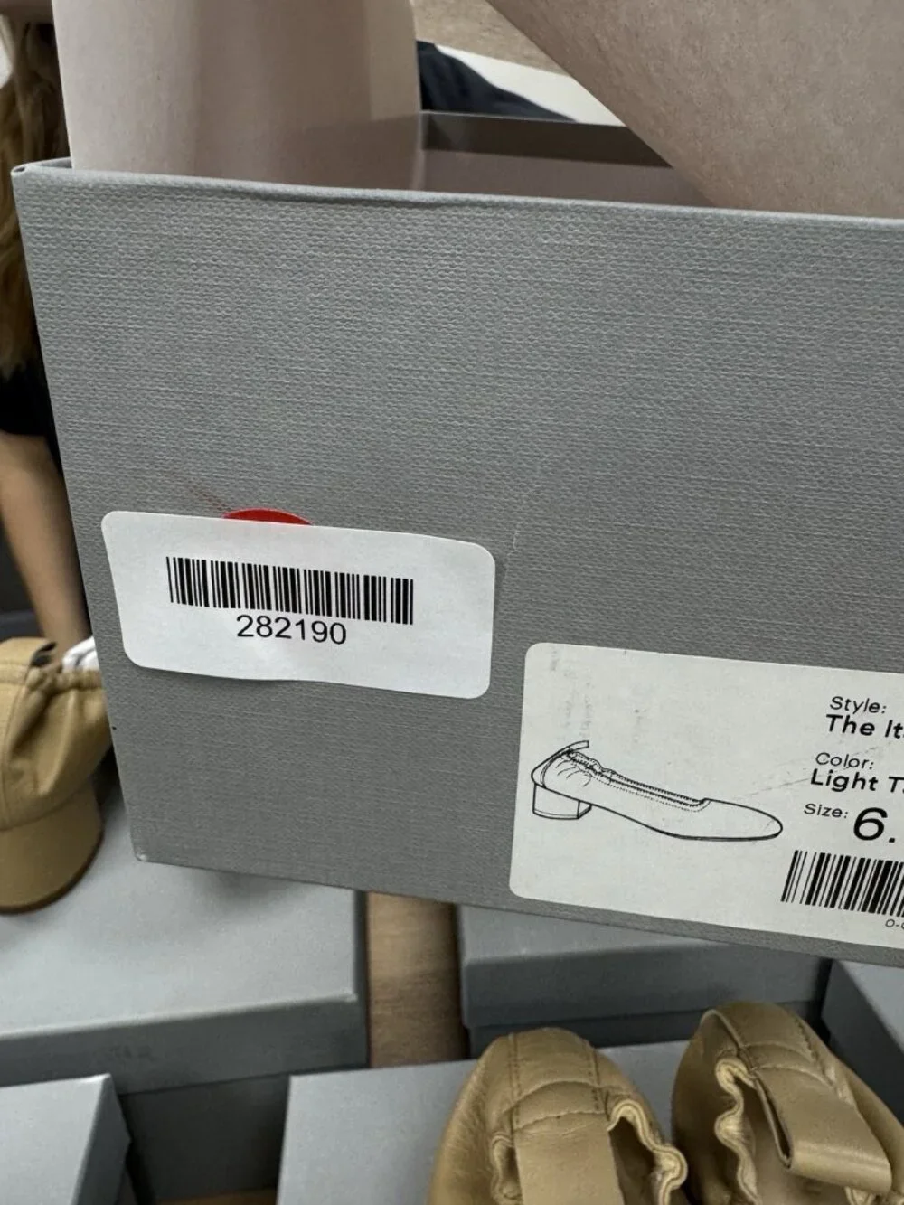 Everlane Italian Leather Day Heel Light Taupe 6.5 Women's Elastic Back Comfort